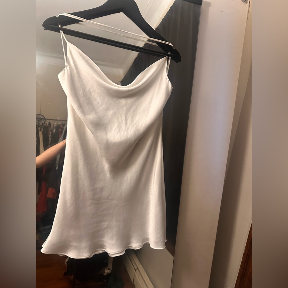 Zara white silk dress, size Medium in good used condition.